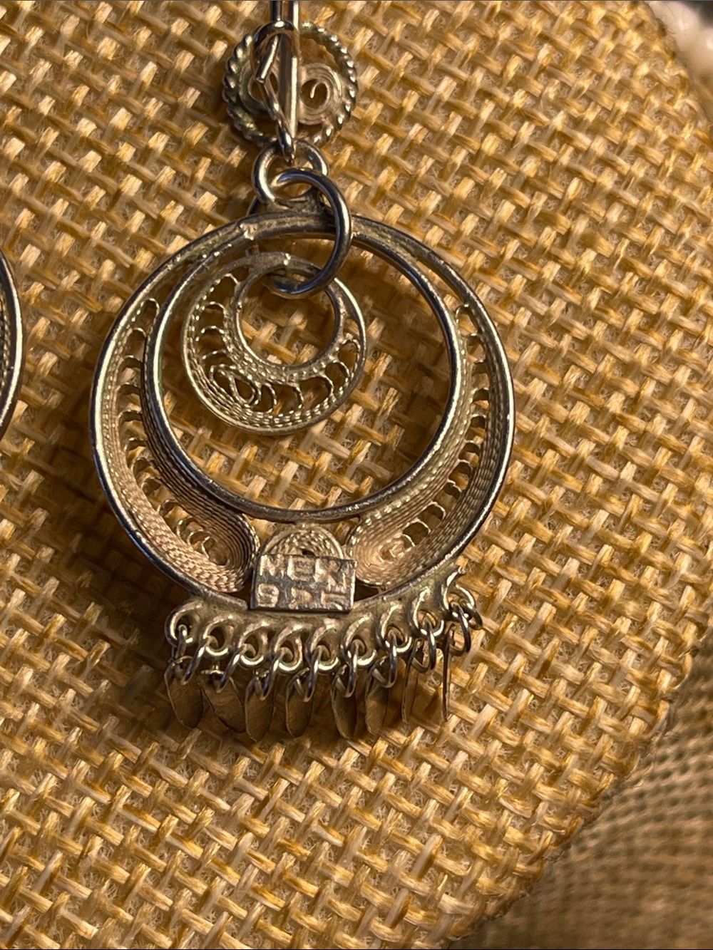 Silver filigree dangle earrings stamped Mex 925 - approx. 2.5” long (9 grams) - Picture 3 of 6